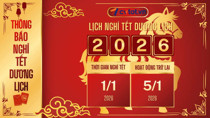 Thông báo thời gian nghỉ tết dương lịch công ty cổ phần cvtot